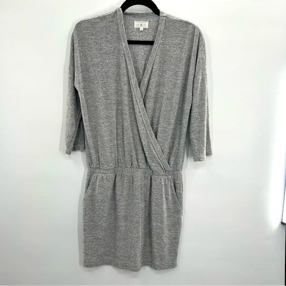 Lou & Grey Marlknit Blouson Mini Dress Sweater Heathered Gray Jersey S - Picture 3 of 9